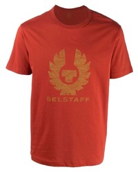 Мужская красная футболка с круглым вырезом с принтом от Belstaff