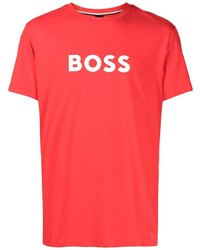 Мужская красная футболка с круглым вырезом с принтом от BOSS