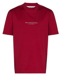 Мужская красная футболка с круглым вырезом с принтом от Brunello Cucinelli