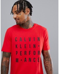 Мужская красная футболка с круглым вырезом с принтом от Calvin Klein Performance