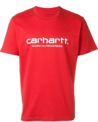 Мужская красная футболка с круглым вырезом с принтом от Carhartt