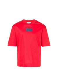 Мужская красная футболка с круглым вырезом с принтом от Cerruti 1881