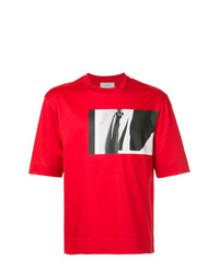 Мужская красная футболка с круглым вырезом с принтом от Cerruti 1881
