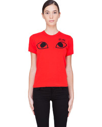 Женская красная футболка с круглым вырезом с принтом от Comme des Garcons