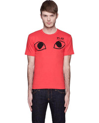 Мужская красная футболка с круглым вырезом с принтом от Comme des Garcons