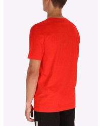 Мужская красная футболка с круглым вырезом с принтом от BOSS HUGO BOSS