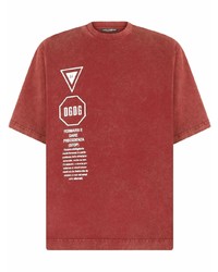 Мужская красная футболка с круглым вырезом с принтом от Dolce & Gabbana