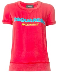 Женская красная футболка с круглым вырезом с принтом от Dsquared2