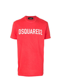 Мужская красная футболка с круглым вырезом с принтом от DSQUARED2