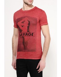 Мужская красная футболка с круглым вырезом с принтом от Eleven Paris