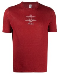 Мужская красная футболка с круглым вырезом с принтом от Eleventy