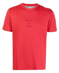 Мужская красная футболка с круглым вырезом с принтом от Eleventy