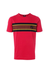 Мужская красная футболка с круглым вырезом с принтом от Fendi