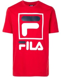 Мужская красная футболка с круглым вырезом с принтом от Fila