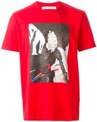 Мужская красная футболка с круглым вырезом с принтом от Givenchy