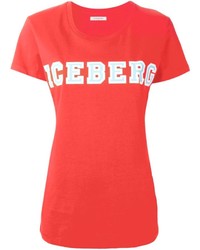 Женская красная футболка с круглым вырезом с принтом от Iceberg
