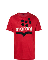 Мужская красная футболка с круглым вырезом с принтом от Isabel Marant