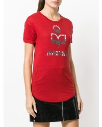 Женская красная футболка с круглым вырезом с принтом от Isabel Marant Etoile