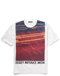 Мужская красная футболка с круглым вырезом с принтом от Issey Miyake