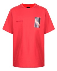 Мужская красная футболка с круглым вырезом с принтом от Juun.J