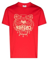 Мужская красная футболка с круглым вырезом с принтом от Kenzo