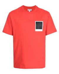 Мужская красная футболка с круглым вырезом с принтом от Lacoste