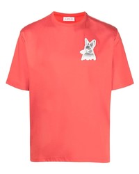 Мужская красная футболка с круглым вырезом с принтом от Lanvin