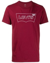 Мужская красная футболка с круглым вырезом с принтом от Levi's