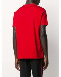Мужская красная футболка с круглым вырезом с принтом от Alexander McQueen