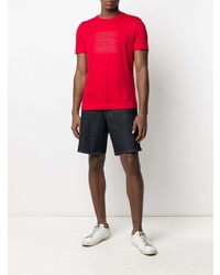 Мужская красная футболка с круглым вырезом с принтом от Emporio Armani