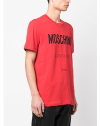 Мужская красная футболка с круглым вырезом с принтом от Moschino