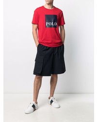 Мужская красная футболка с круглым вырезом с принтом от Polo Ralph Lauren