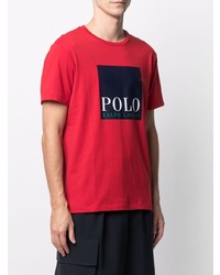 Мужская красная футболка с круглым вырезом с принтом от Polo Ralph Lauren