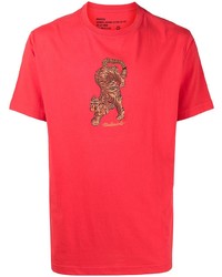 Мужская красная футболка с круглым вырезом с принтом от Maharishi