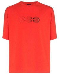 Мужская красная футболка с круглым вырезом с принтом от Marcelo Burlon County of Milan