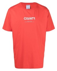 Мужская красная футболка с круглым вырезом с принтом от Marcelo Burlon County of Milan