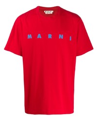Мужская красная футболка с круглым вырезом с принтом от Marni