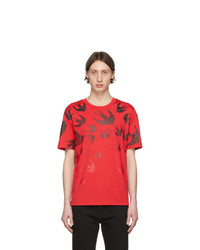 Мужская красная футболка с круглым вырезом с принтом от McQ Alexander McQueen
