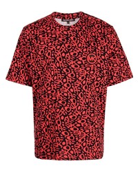 Мужская красная футболка с круглым вырезом с принтом от Michael Kors