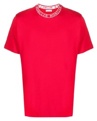 Мужская красная футболка с круглым вырезом с принтом от Moncler