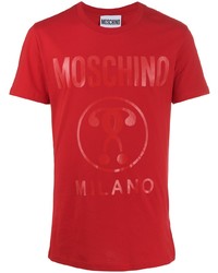 Мужская красная футболка с круглым вырезом с принтом от Moschino