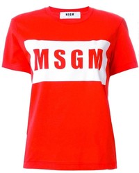 Женская красная футболка с круглым вырезом с принтом от MSGM