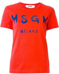 Женская красная футболка с круглым вырезом с принтом от MSGM