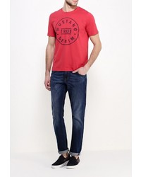 Мужская красная футболка с круглым вырезом с принтом от Mustang