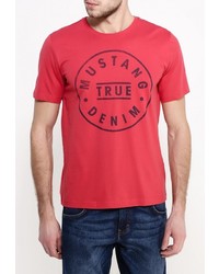 Мужская красная футболка с круглым вырезом с принтом от Mustang
