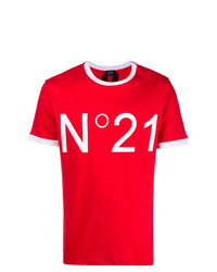 Мужская красная футболка с круглым вырезом с принтом от N°21