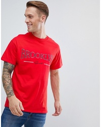 Мужская красная футболка с круглым вырезом с принтом от New Look