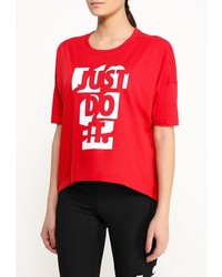 Женская красная футболка с круглым вырезом с принтом от Nike