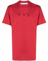 Мужская красная футболка с круглым вырезом с принтом от Off-White