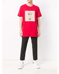 Мужская красная футболка с круглым вырезом с принтом от Alexander McQueen